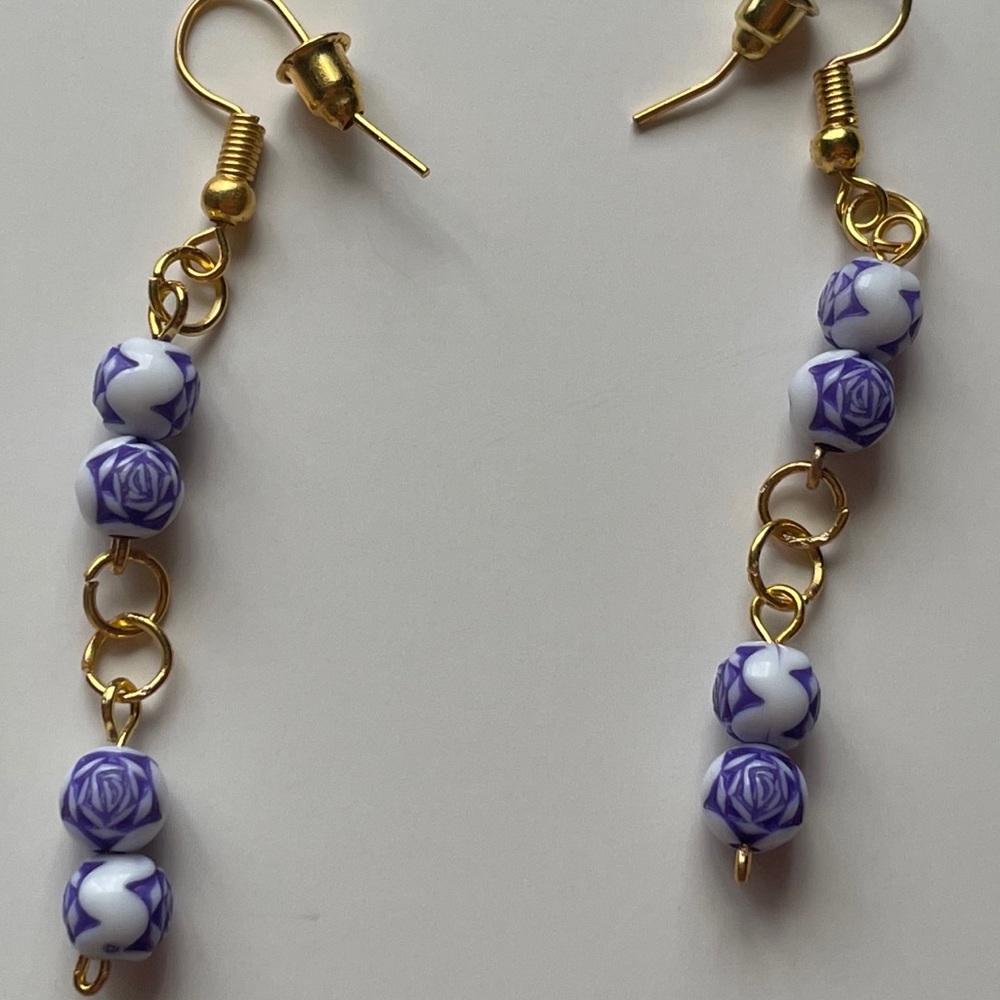 Greek floral handmade earrings!